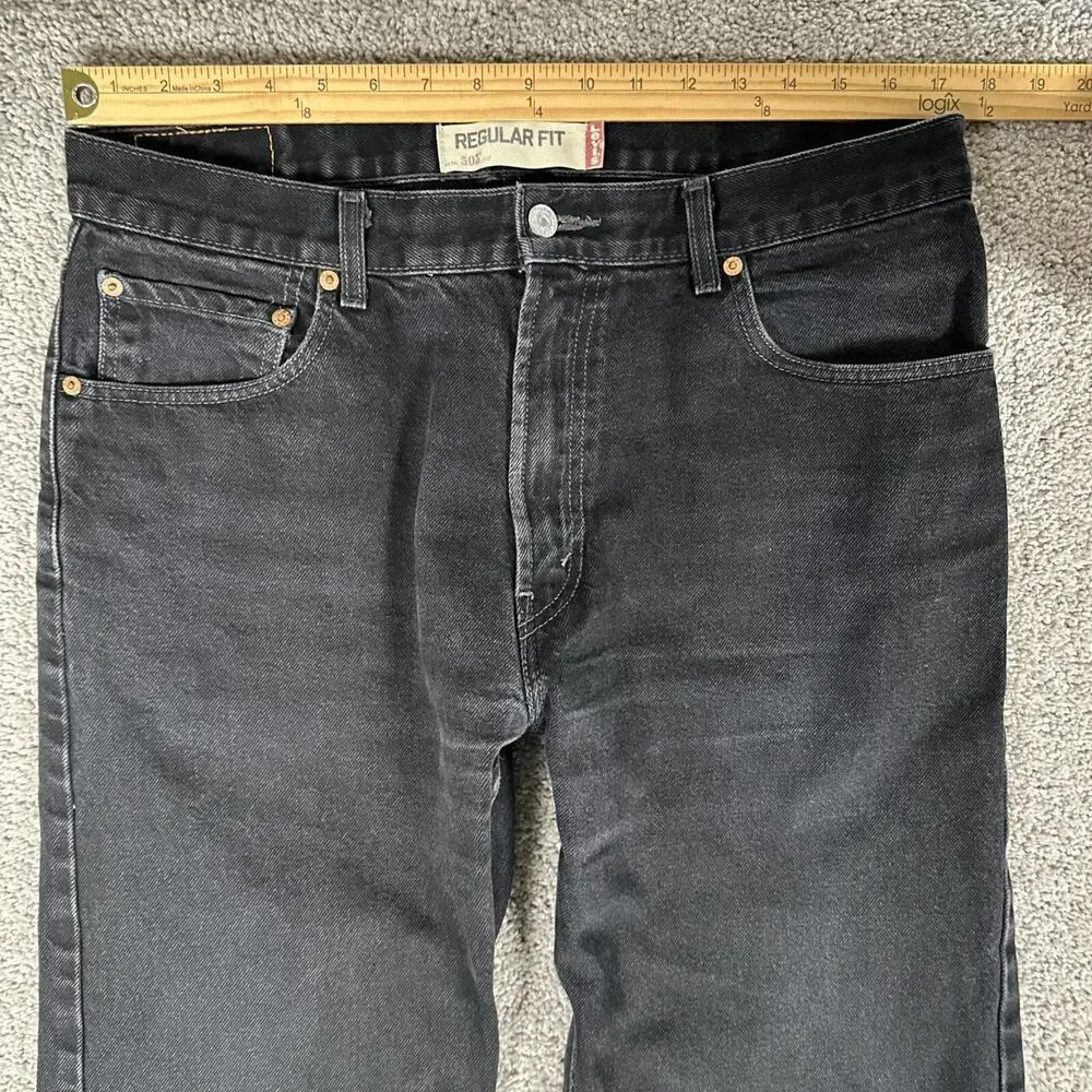 Vtg Levis 505 Jeans Mens 34x30* Dark Black Straight Leg Denim Y2K (Tag 36x32)